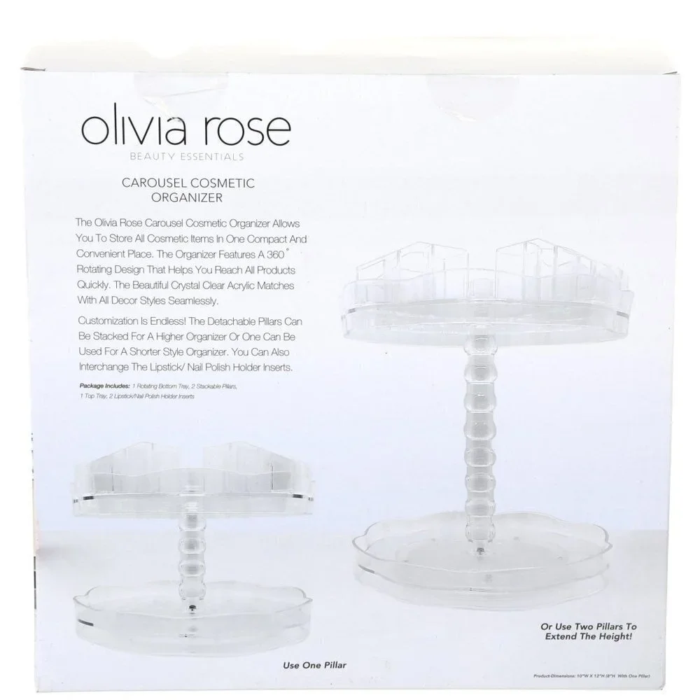 𝅺OLIVIA Rose Rotating Carousel Clear Cosmetic Jewelry Organizer